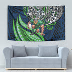 Personalised Canberra Raiders Tapestry Polynesian Tribal Art Style With Viking Raider Mascot
