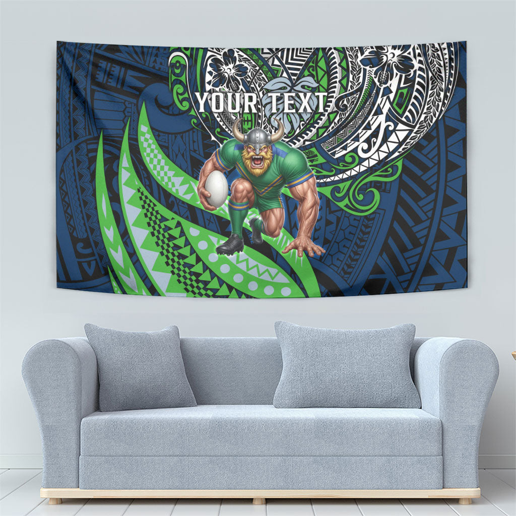 Personalised Canberra Raiders Tapestry Polynesian Tribal Art Style With Viking Raider Mascot