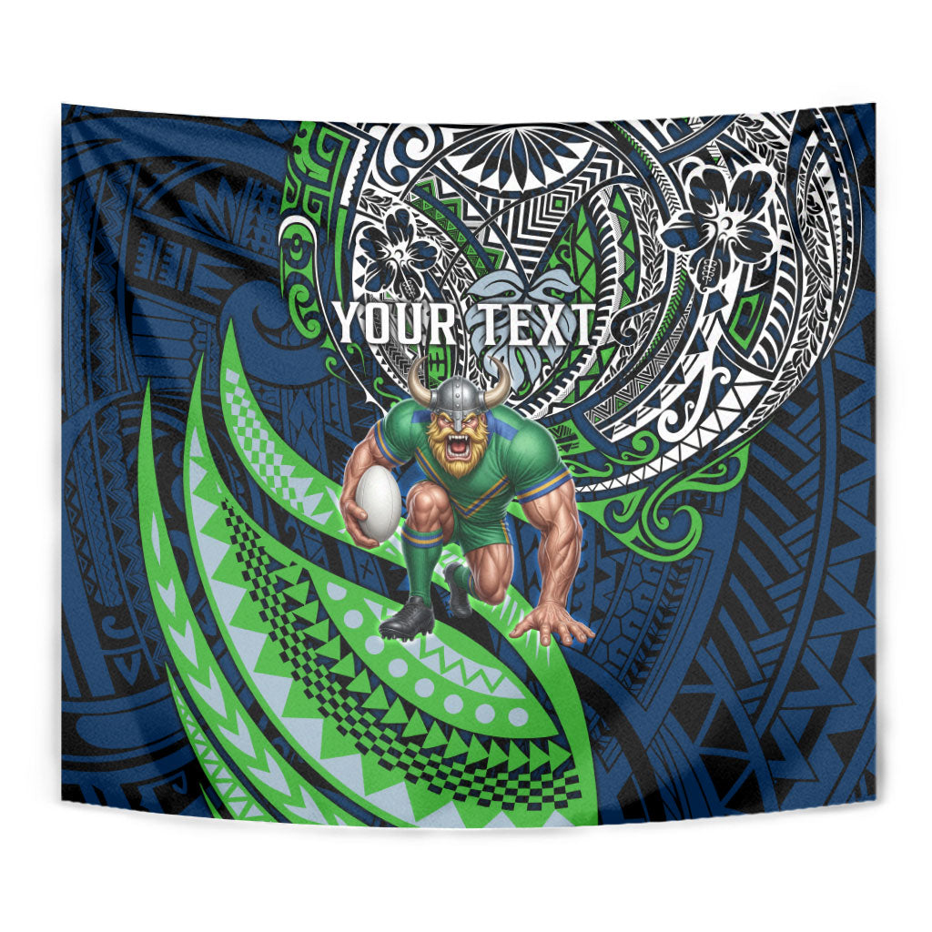 Personalised Canberra Raiders Tapestry Polynesian Tribal Art Style With Viking Raider Mascot
