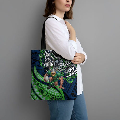 Personalised Canberra Raiders Tote Bag Polynesian Tribal Art Style With Viking Raider Mascot