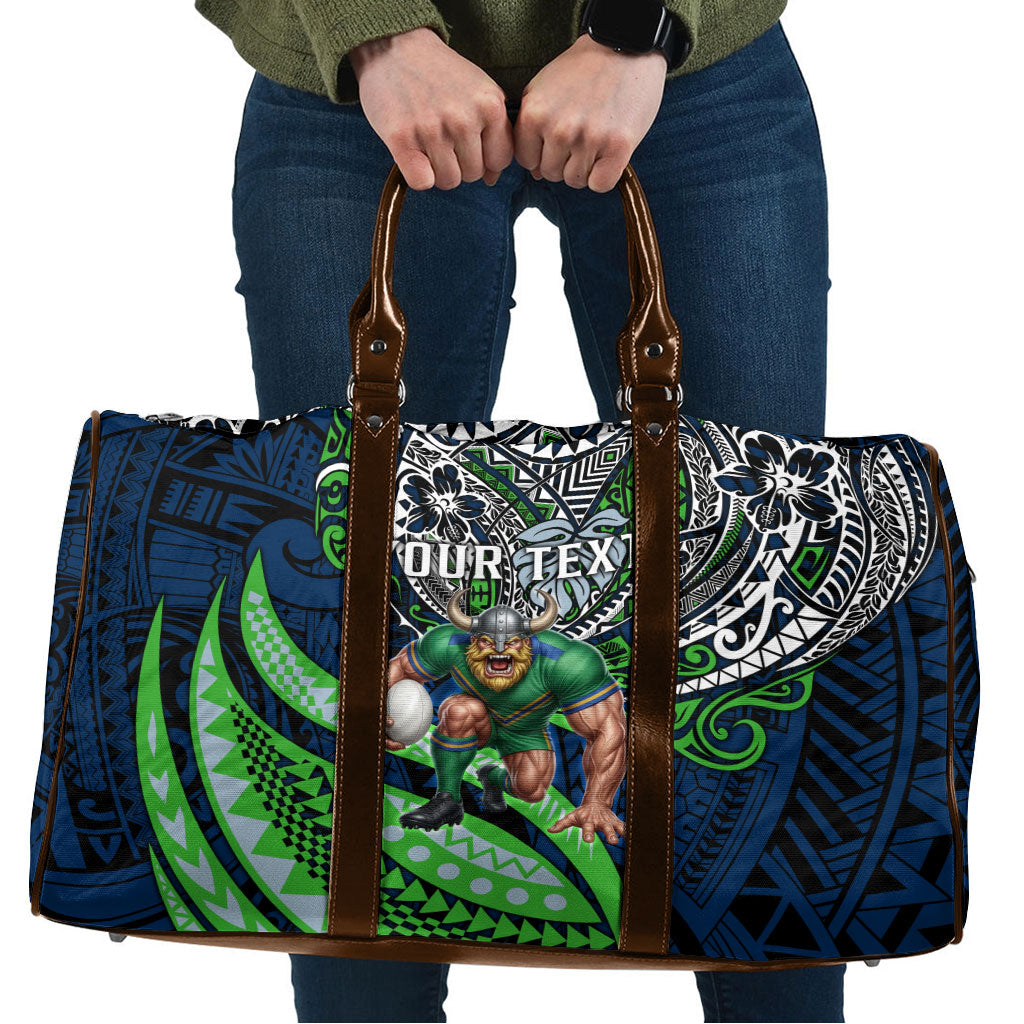 Personalised Canberra Raiders Travel Bag Polynesian Tribal Art Style With Viking Raider Mascot