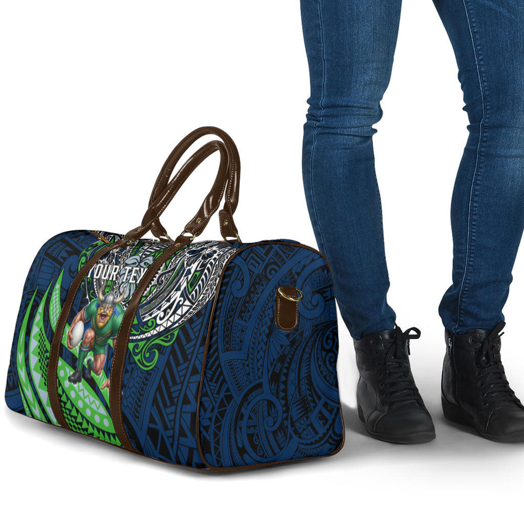 Personalised Canberra Raiders Travel Bag Polynesian Tribal Art Style With Viking Raider Mascot
