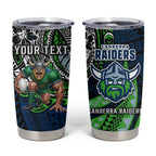 Personalised Canberra Raiders Tumbler Cup Polynesian Tribal Art Style With Viking Raider Mascot