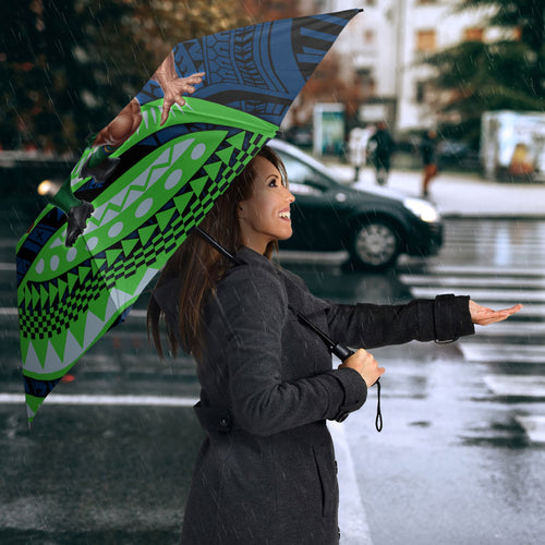 Personalised Canberra Raiders Umbrella Polynesian Tribal Art Style With Viking Raider Mascot
