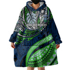 Personalised Canberra Raiders Wearable Blanket Hoodie Polynesian Tribal Art Style With Viking Raider Mascot