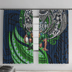 Personalised Canberra Raiders Window Curtain Polynesian Tribal Art Style With Viking Raider Mascot