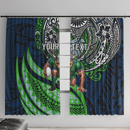 Personalised Canberra Raiders Window Curtain Polynesian Tribal Art Style With Viking Raider Mascot