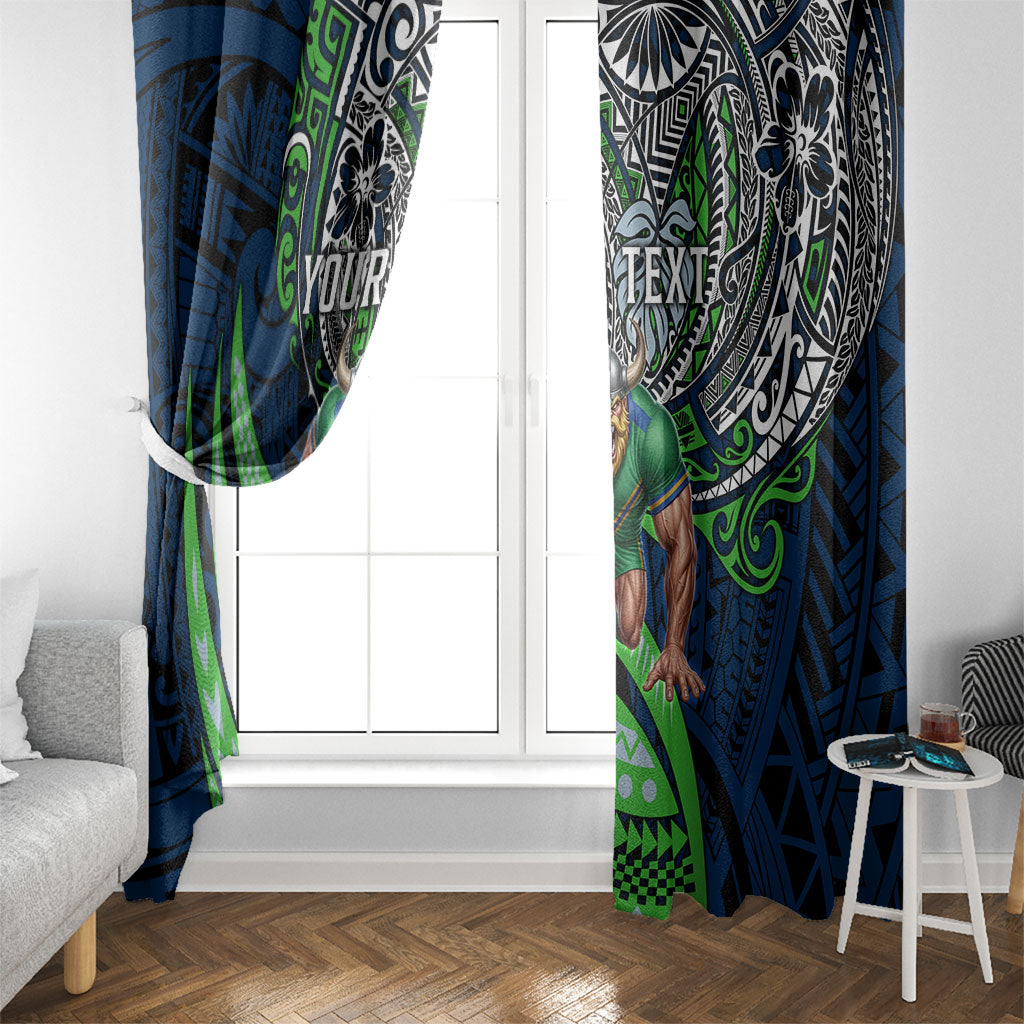 Personalised Canberra Raiders Window Curtain Polynesian Tribal Art Style With Viking Raider Mascot