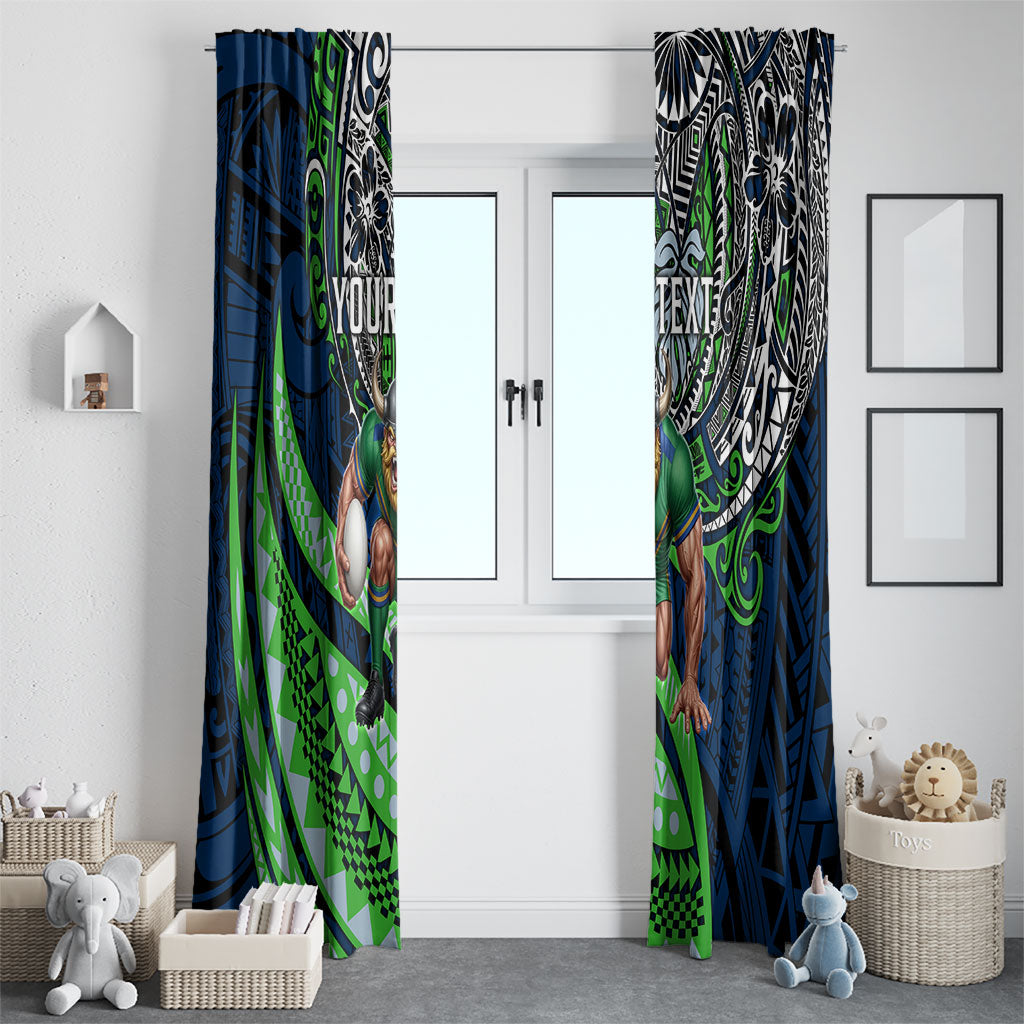 Personalised Canberra Raiders Window Curtain Polynesian Tribal Art Style With Viking Raider Mascot
