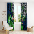 Personalised Canberra Raiders Window Curtain Polynesian Tribal Art Style With Viking Raider Mascot