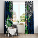Personalised Canberra Raiders Window Curtain Polynesian Tribal Art Style With Viking Raider Mascot