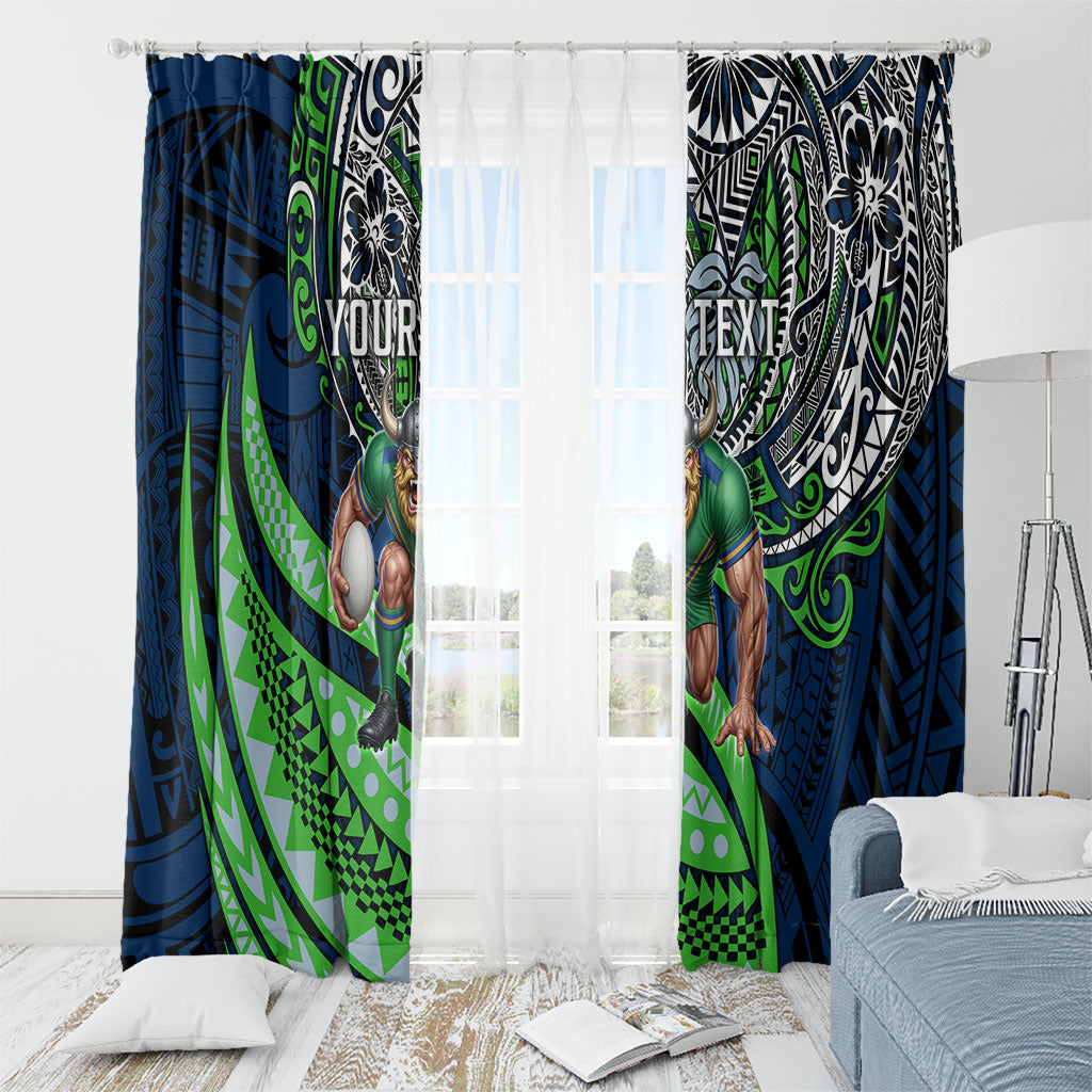 Personalised Canberra Raiders Window Curtain Polynesian Tribal Art Style With Viking Raider Mascot
