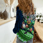 Personalised Canberra Raiders Women Casual Shirt Polynesian Tribal Art Style With Viking Raider Mascot