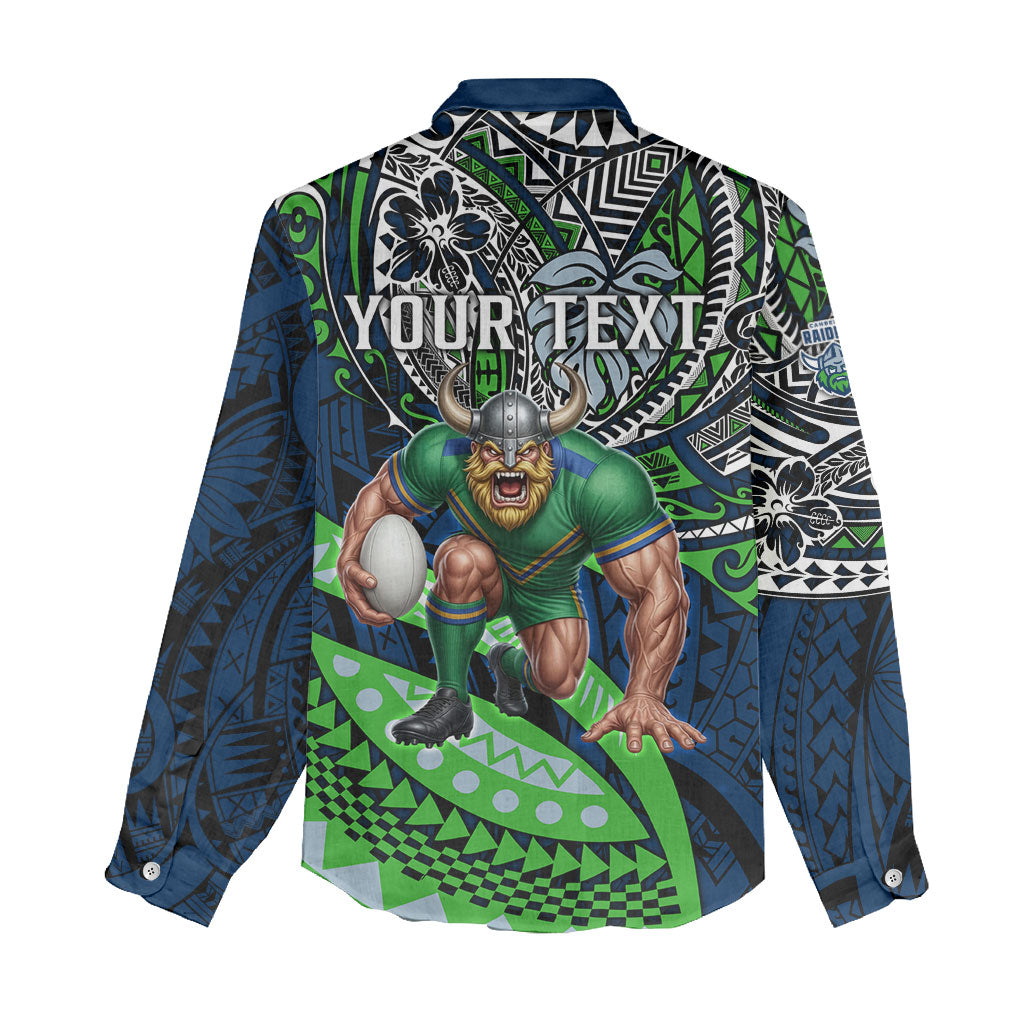 Personalised Canberra Raiders Women Casual Shirt Polynesian Tribal Art Style With Viking Raider Mascot