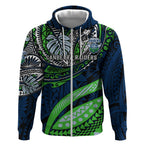 Personalised Canberra Raiders Zip Hoodie Polynesian Tribal Art Style With Viking Raider Mascot