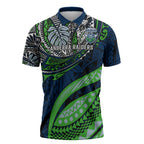 Personalised Canberra Raiders Zipper Polo Shirt Polynesian Tribal Art Style With Viking Raider Mascot