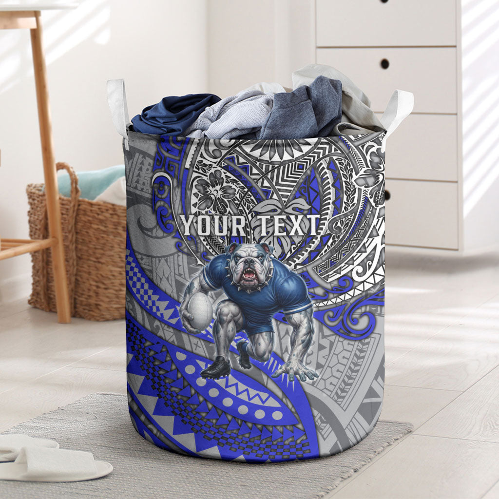 Personalised Canterbury-Bankstown Bulldogs Laundry Basket Polynesian Tribal Art Style With Powerful Bulldog Mascot