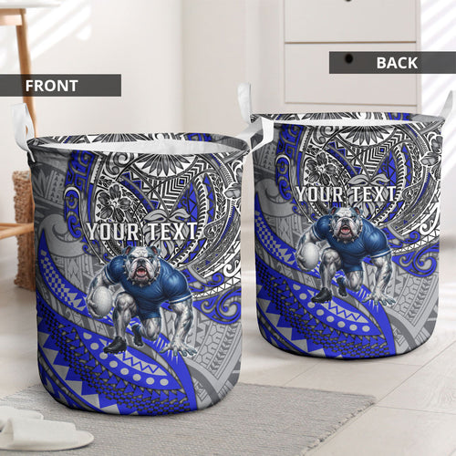 Personalised Canterbury-Bankstown Bulldogs Laundry Basket Polynesian Tribal Art Style With Powerful Bulldog Mascot