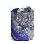 Personalised Canterbury-Bankstown Bulldogs Laundry Basket Polynesian Tribal Art Style With Powerful Bulldog Mascot