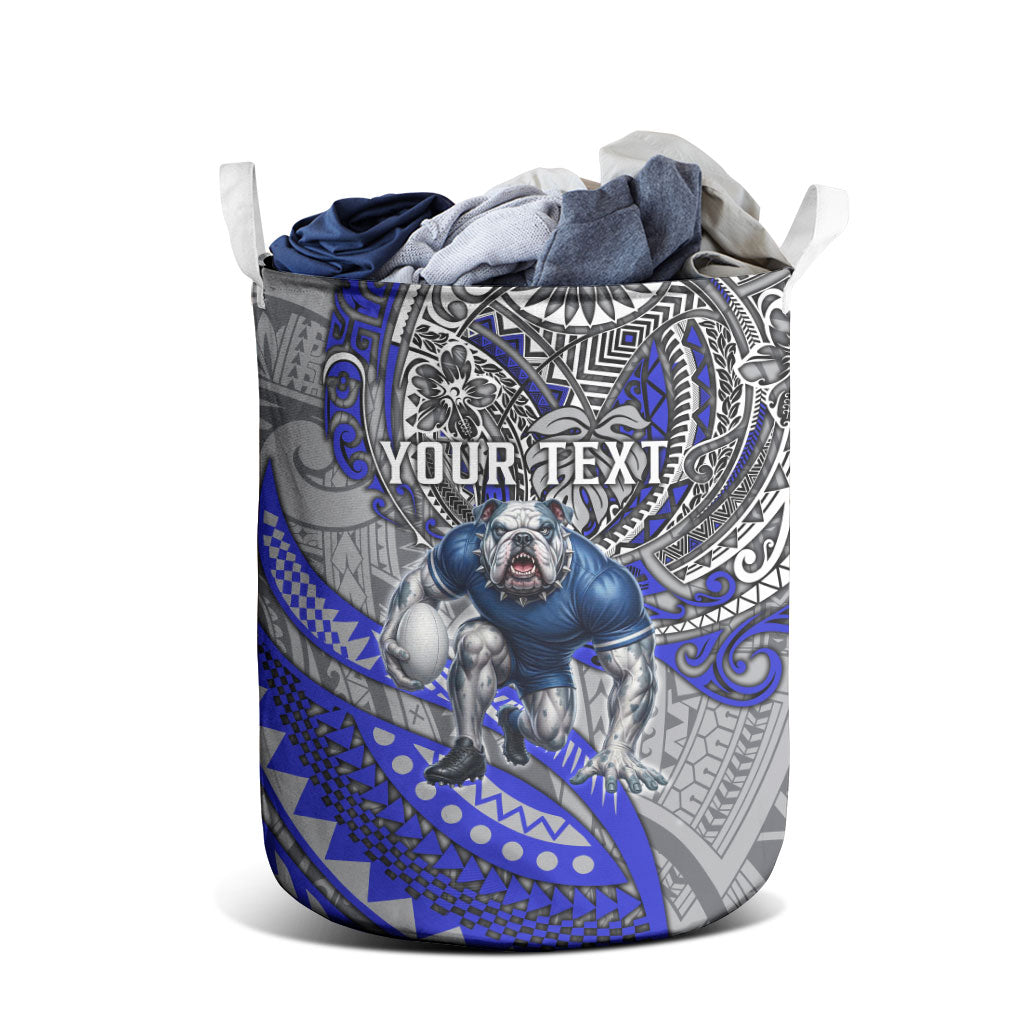 Personalised Canterbury-Bankstown Bulldogs Laundry Basket Polynesian Tribal Art Style With Powerful Bulldog Mascot