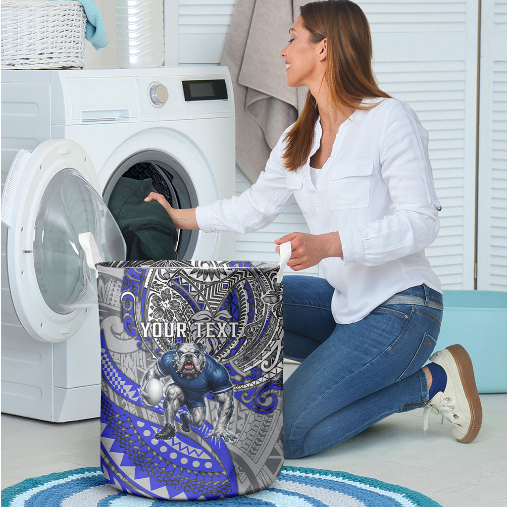 Personalised Canterbury-Bankstown Bulldogs Laundry Basket Polynesian Tribal Art Style With Powerful Bulldog Mascot