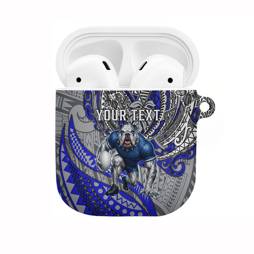 Personalised Canterbury-Bankstown Bulldogs AirPods Case Polynesian Tribal Art Style With Powerful Bulldog Mascot