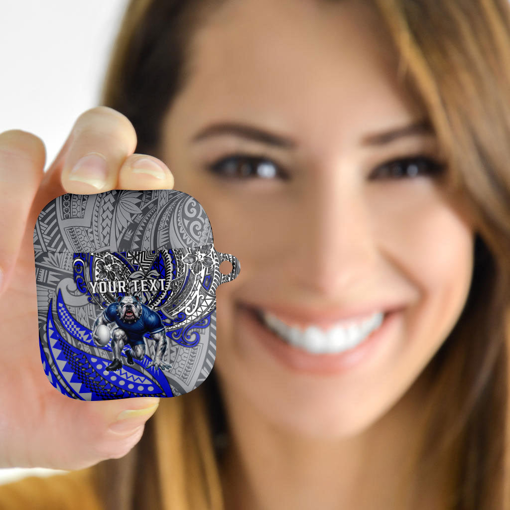 Personalised Canterbury-Bankstown Bulldogs AirPods Case Polynesian Tribal Art Style With Powerful Bulldog Mascot