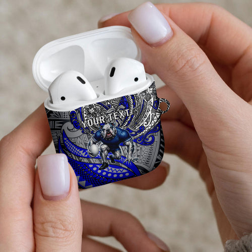 Personalised Canterbury-Bankstown Bulldogs AirPods Case Polynesian Tribal Art Style With Powerful Bulldog Mascot