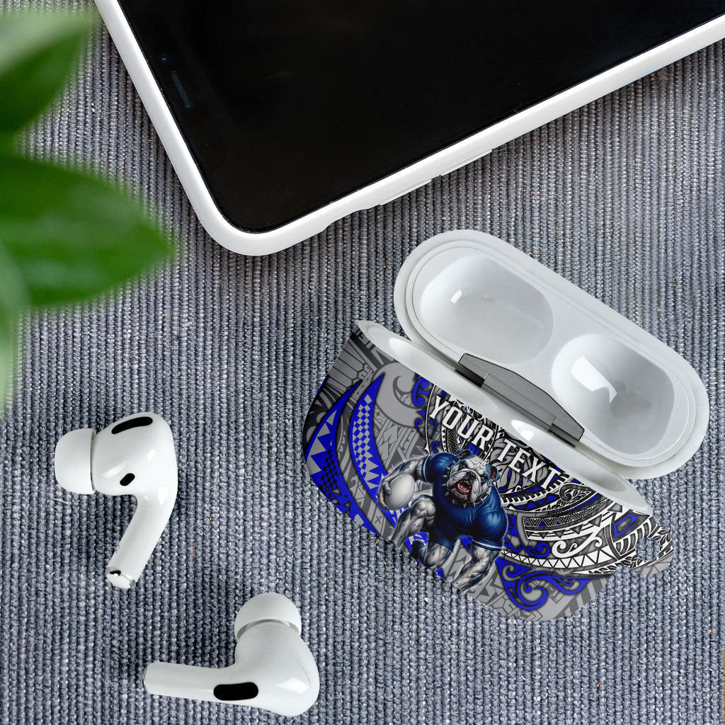 Personalised Canterbury-Bankstown Bulldogs AirPods Case Polynesian Tribal Art Style With Powerful Bulldog Mascot