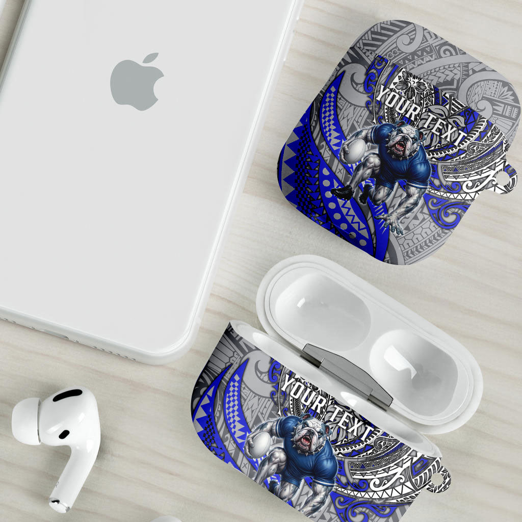 Personalised Canterbury-Bankstown Bulldogs AirPods Case Polynesian Tribal Art Style With Powerful Bulldog Mascot