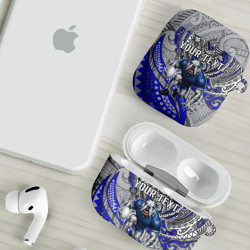 Personalised Canterbury-Bankstown Bulldogs AirPods Case Polynesian Tribal Art Style With Powerful Bulldog Mascot
