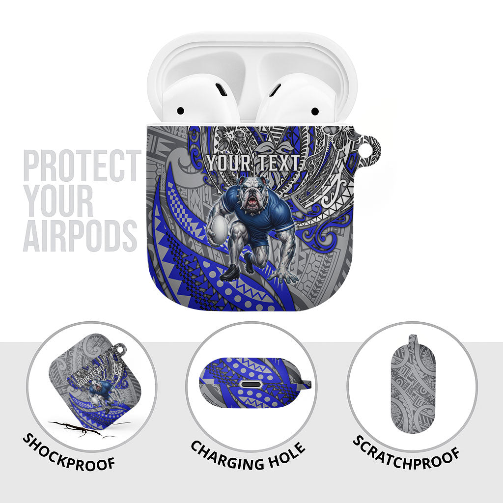 Personalised Canterbury-Bankstown Bulldogs AirPods Case Polynesian Tribal Art Style With Powerful Bulldog Mascot