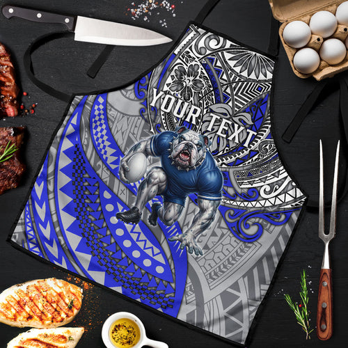 Personalised Canterbury-Bankstown Bulldogs Apron Polynesian Tribal Art Style With Powerful Bulldog Mascot