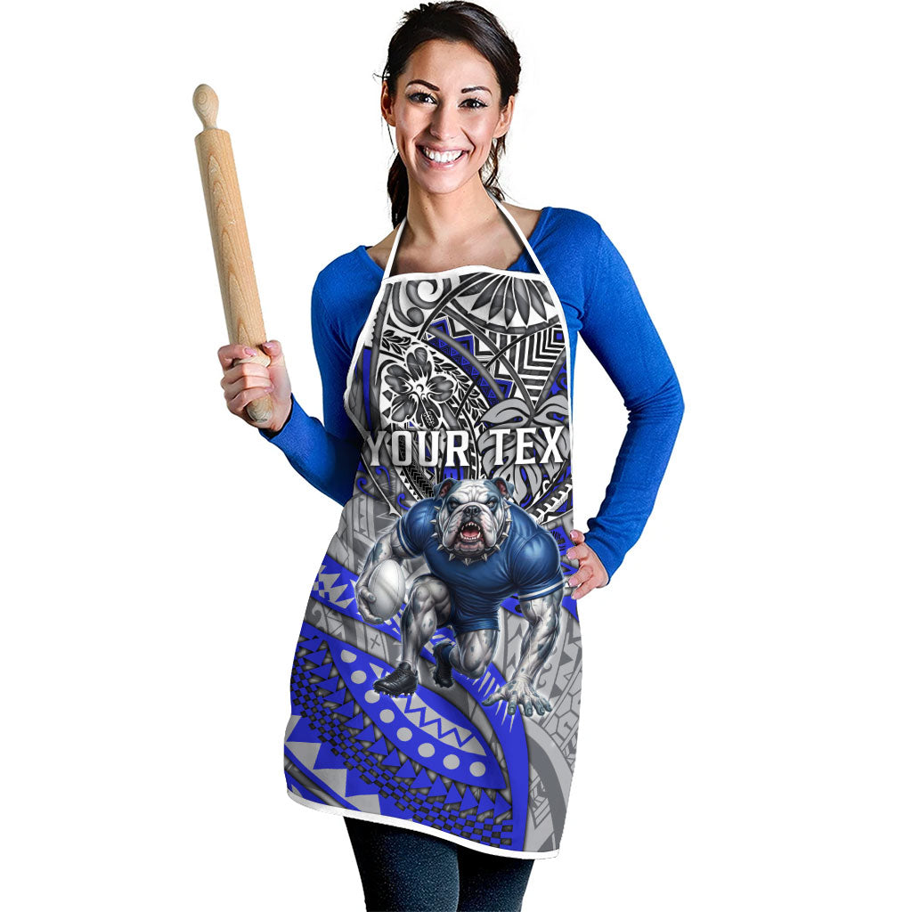 Personalised Canterbury-Bankstown Bulldogs Apron Polynesian Tribal Art Style With Powerful Bulldog Mascot