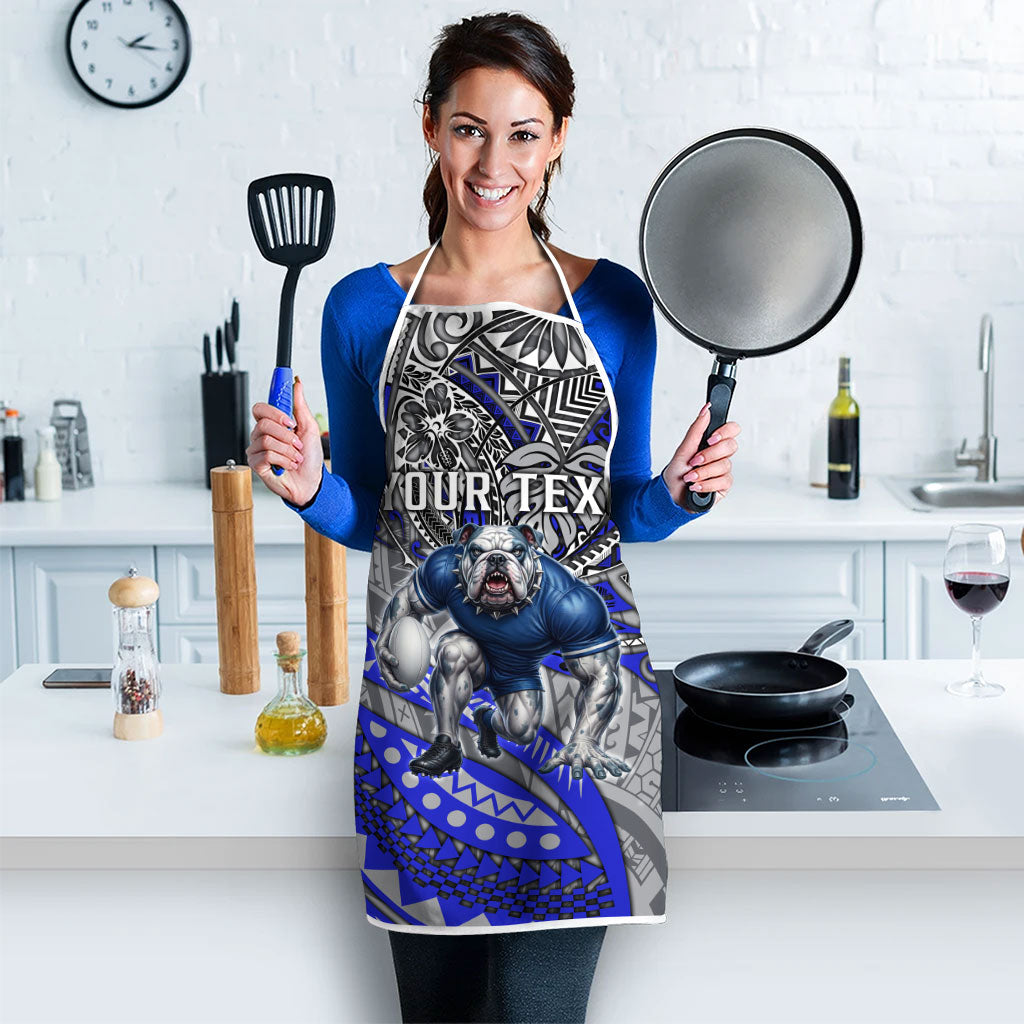 Personalised Canterbury-Bankstown Bulldogs Apron Polynesian Tribal Art Style With Powerful Bulldog Mascot