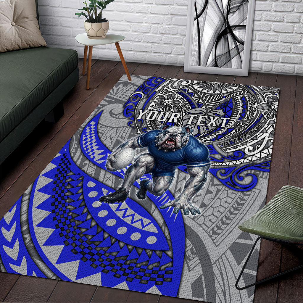 Personalised Canterbury-Bankstown Bulldogs Area Rug Polynesian Tribal Art Style With Powerful Bulldog Mascot