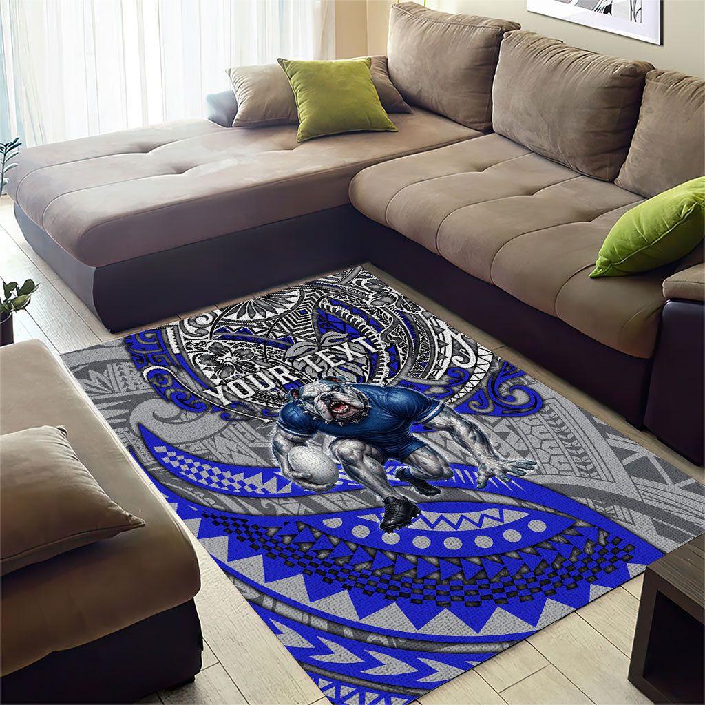 Personalised Canterbury-Bankstown Bulldogs Area Rug Polynesian Tribal Art Style With Powerful Bulldog Mascot