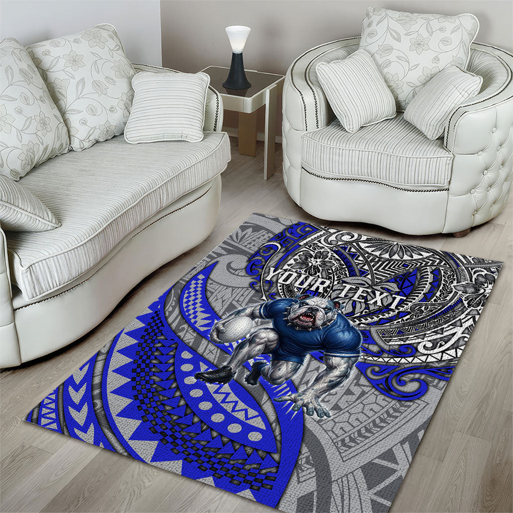 Personalised Canterbury-Bankstown Bulldogs Area Rug Polynesian Tribal Art Style With Powerful Bulldog Mascot