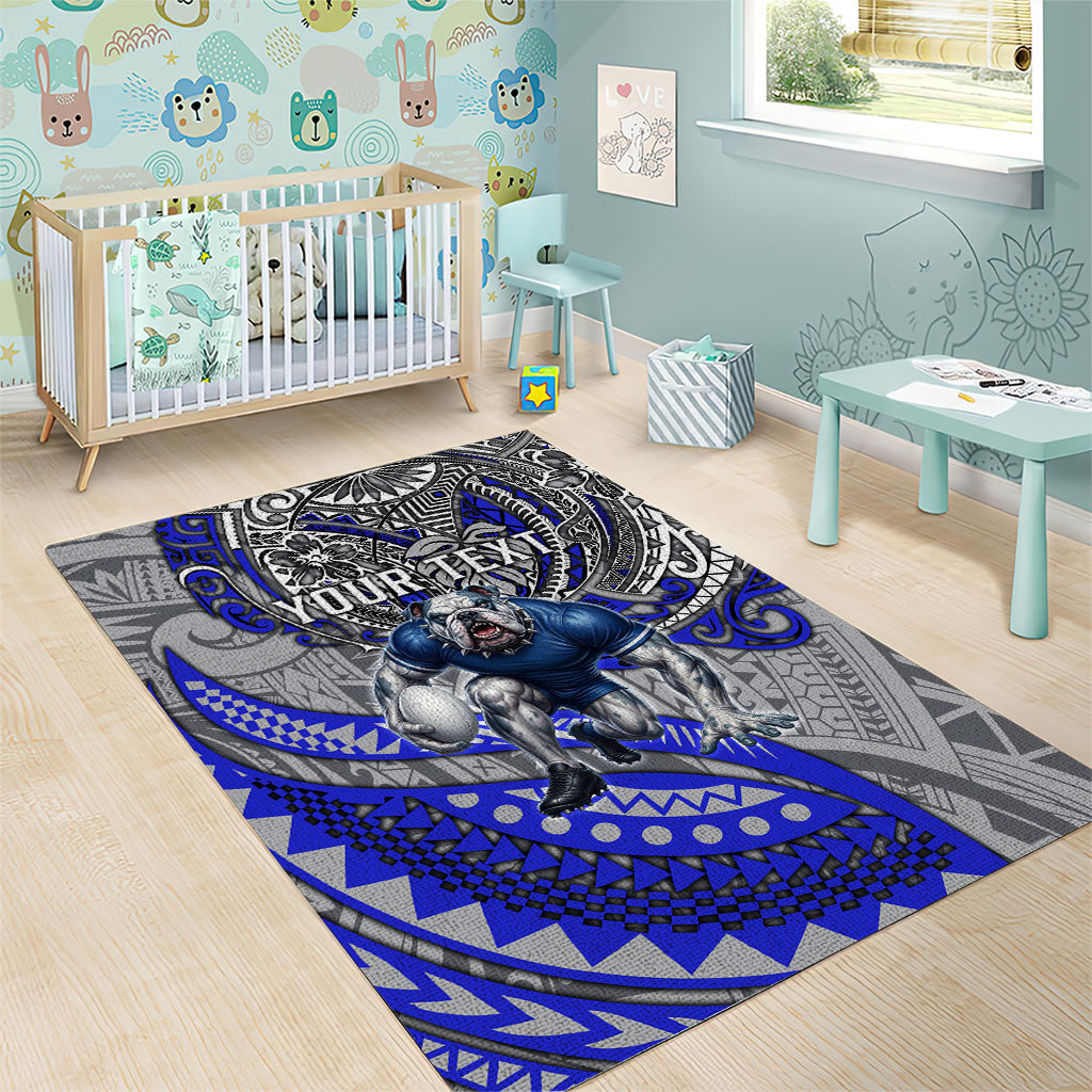 Personalised Canterbury-Bankstown Bulldogs Area Rug Polynesian Tribal Art Style With Powerful Bulldog Mascot