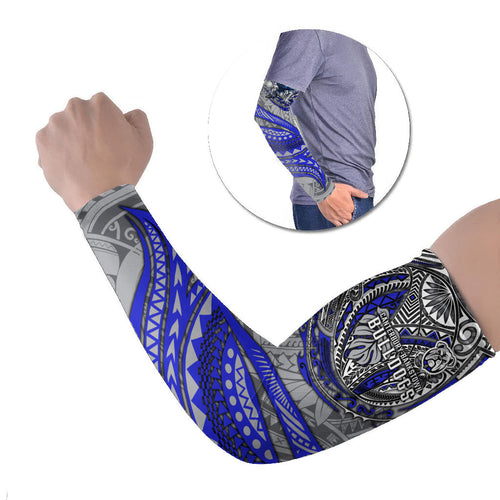 Personalised Canterbury-Bankstown Bulldogs Arm Sleeves Polynesian Tribal Art Style With Powerful Bulldog Mascot