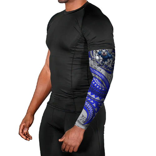 Personalised Canterbury-Bankstown Bulldogs Arm Sleeves Polynesian Tribal Art Style With Powerful Bulldog Mascot