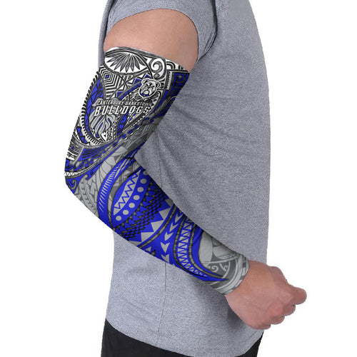 Personalised Canterbury-Bankstown Bulldogs Arm Sleeves Polynesian Tribal Art Style With Powerful Bulldog Mascot