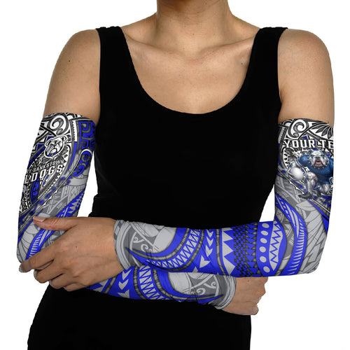 Personalised Canterbury-Bankstown Bulldogs Arm Sleeves Polynesian Tribal Art Style With Powerful Bulldog Mascot