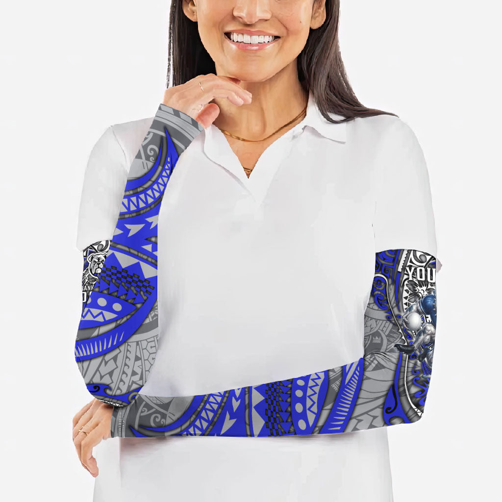 Personalised Canterbury-Bankstown Bulldogs Arm Sleeves Polynesian Tribal Art Style With Powerful Bulldog Mascot