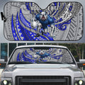 Personalised Canterbury-Bankstown Bulldogs Auto Sun Shade Polynesian Tribal Art Style With Powerful Bulldog Mascot