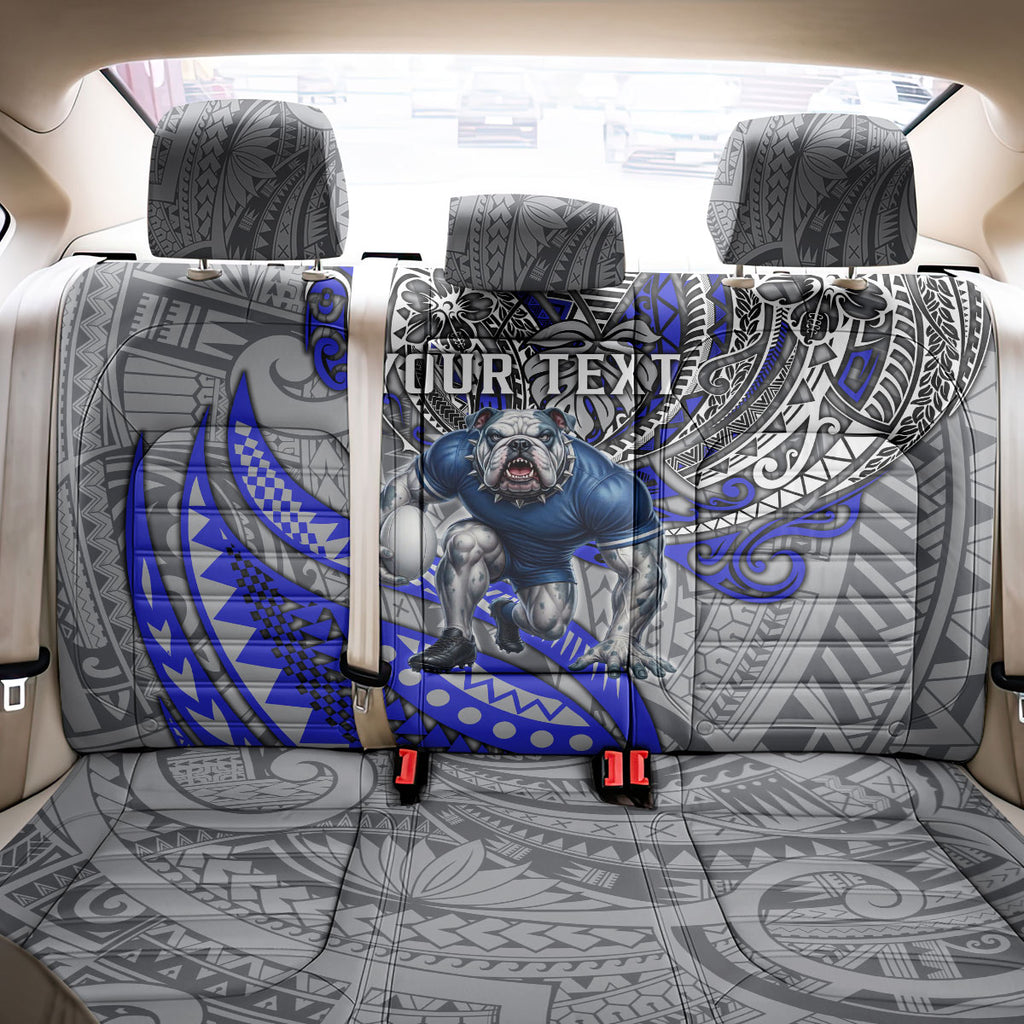 Personalised Canterbury-Bankstown Bulldogs Back Car Seat Cover Polynesian Tribal Art Style With Powerful Bulldog Mascot