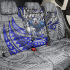 Personalised Canterbury-Bankstown Bulldogs Back Car Seat Cover Polynesian Tribal Art Style With Powerful Bulldog Mascot
