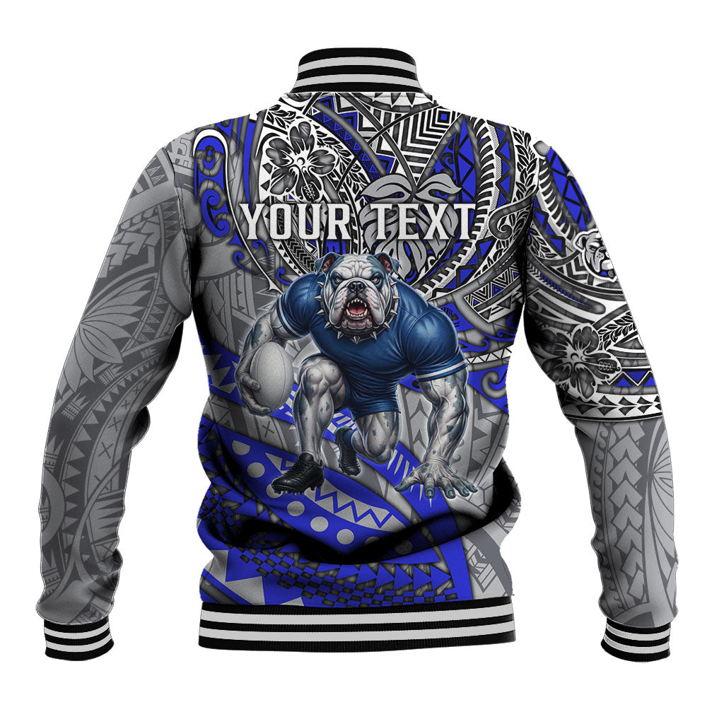 Personalised Canterbury-Bankstown Bulldogs Baseball Jacket Polynesian Tribal Art Style With Powerful Bulldog Mascot
