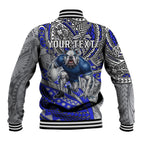 Personalised Canterbury-Bankstown Bulldogs Baseball Jacket Polynesian Tribal Art Style With Powerful Bulldog Mascot