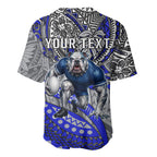 Personalised Canterbury-Bankstown Bulldogs Baseball Jersey Polynesian Tribal Art Style With Powerful Bulldog Mascot